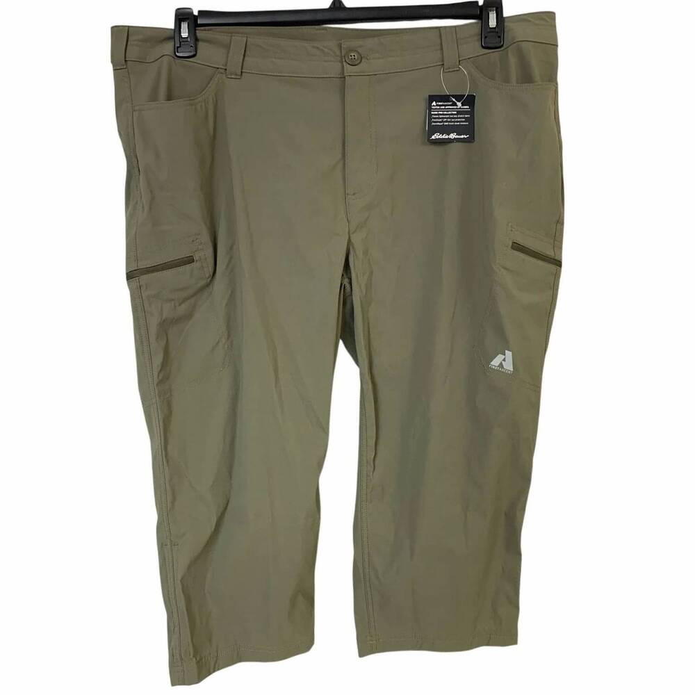 NEW EDDIE BAUER women's flexion storm repel guide capris in slate green